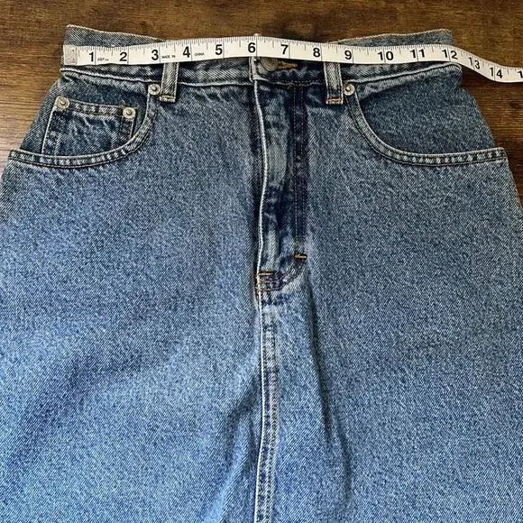 Vintage Jordache Cotton High Rise Lighter Wash Denim Skirt - Picture 5 of 10